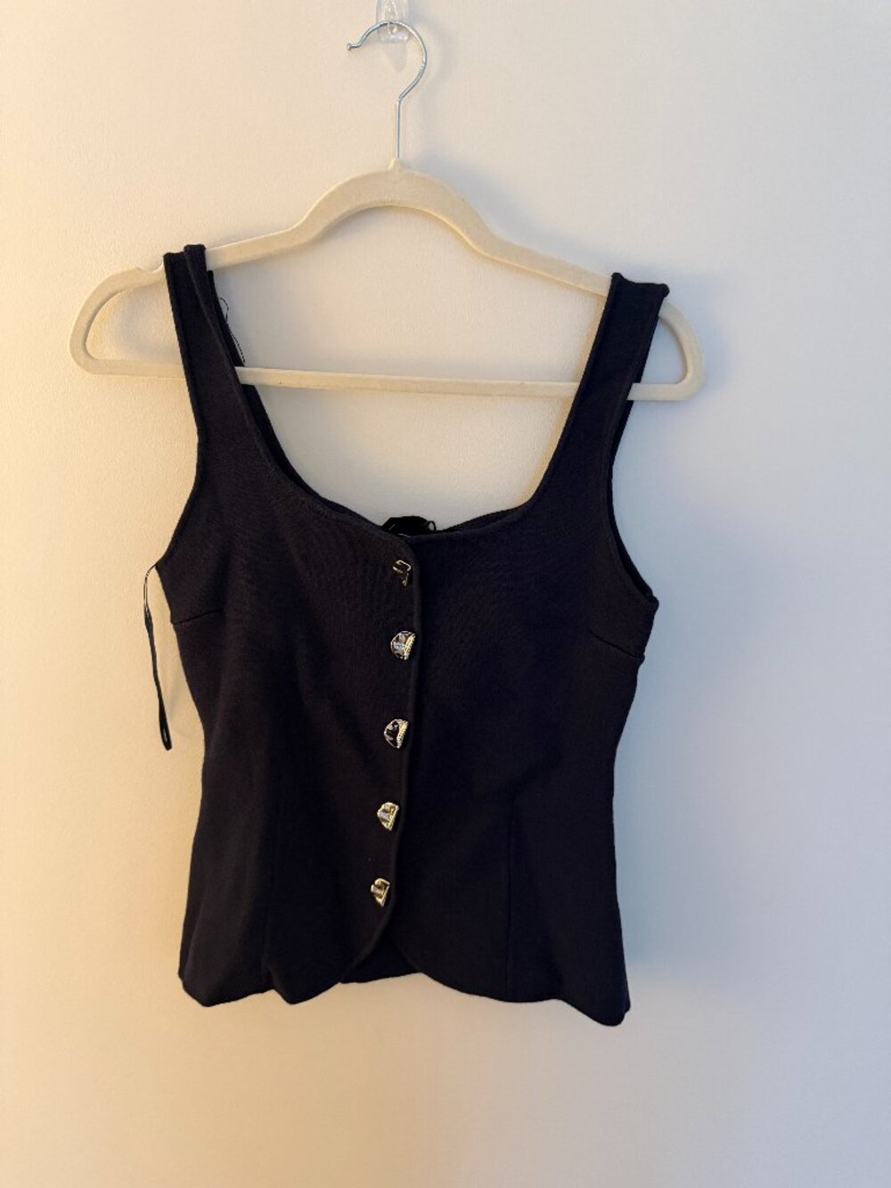 Zara Navy Button-Up Tank Top